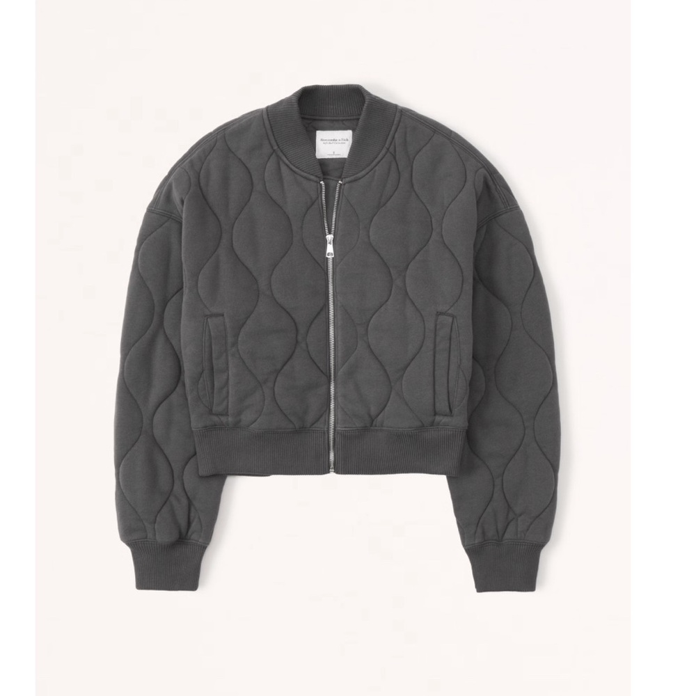 Abercrombie and Fitch Dark Grey Onion Quilted Bomber. Xs
